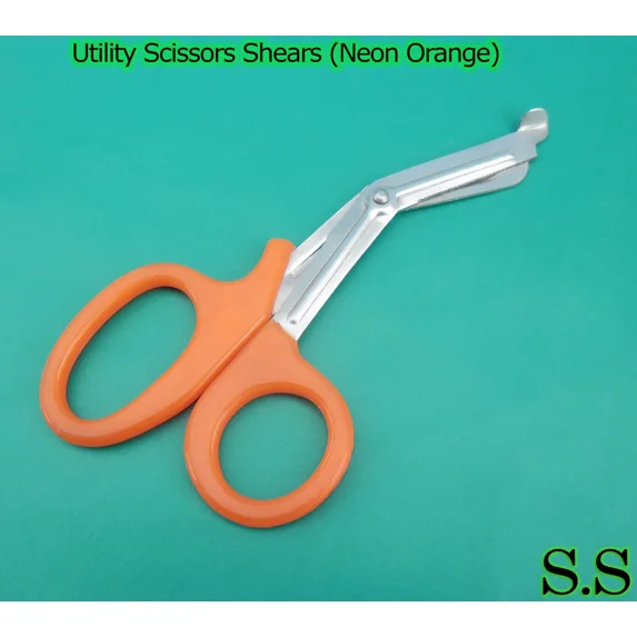12 Emt Utility Scissors Shears 5.5" (Neon Orange)