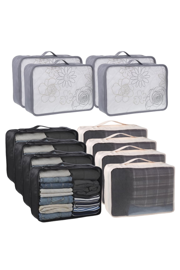 12 Extra Large Travel Packing Cubes, Mesh Storage Bags for Luggage Camping Hiking