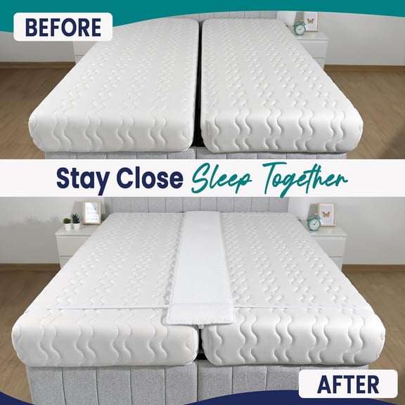 12" Extra Wide Bed Bridge Twin to King Converter Kit - Split King Gap Filler for Adjustable Bed - Mattress Connector & Gap Filler for Bed - 25D Memory Foam - Patent Pending Design