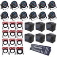 thumbnail image 1 of (12) Rockville Rockpar50 RGB DMX LED PAR Wash Up-Lights+Controller+Cables+Bags, 1 of 11