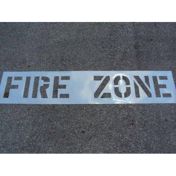 12" FIRE Zone Stencil - Actual 12 Inch Letters - Wider Font. Wider Brush Stroke. East to See and Read. Parking Lot Stencil (1/16") (.060") Co.$$Art & Craft