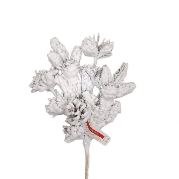 12" Flocked Pine Christmas Pick