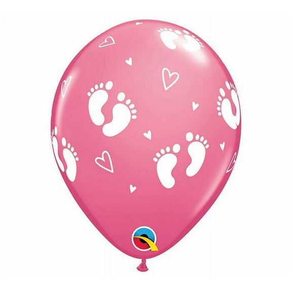 12 FOOTPRINTS Foot Feet GIRL Pink Gender Reveal Baby Shower Party Latex Balloons