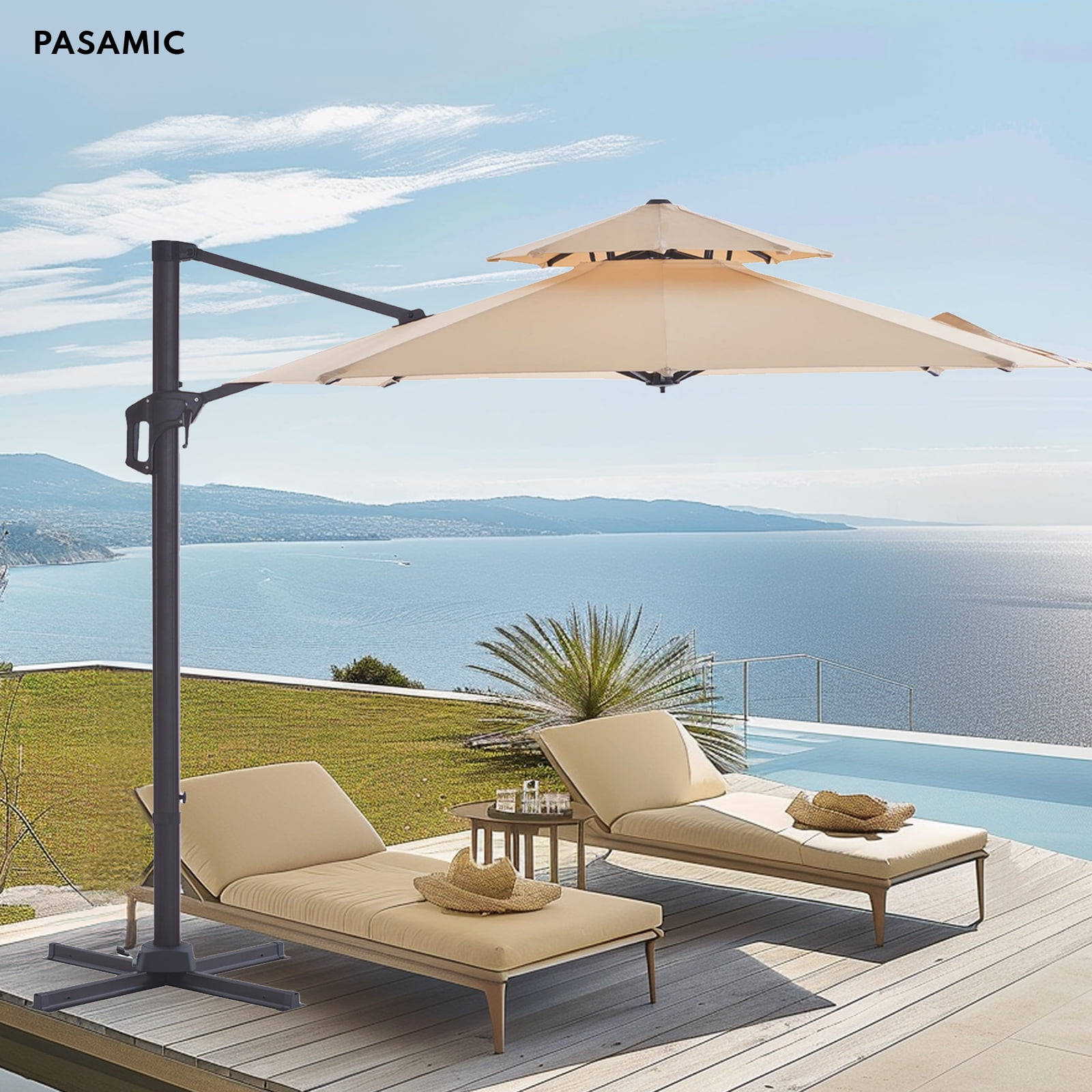 apluschoice patio umbrella Abba 9FT Lyon Outdoor Patio Outdoor Table Umbrella with Push Button Tilt and Crank Market Umbrella 8 Sturdy Ribs UV Protection Waterproof for Garden Deck Backyard Pool Dark Red This umbrella comes with a series of user Patioslife Aegis 10ft Round Cantilever