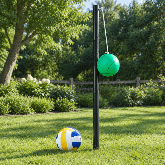 12 FT Adjustable Tetherball Set with Rubber Balls, Pump and Installation Hardware