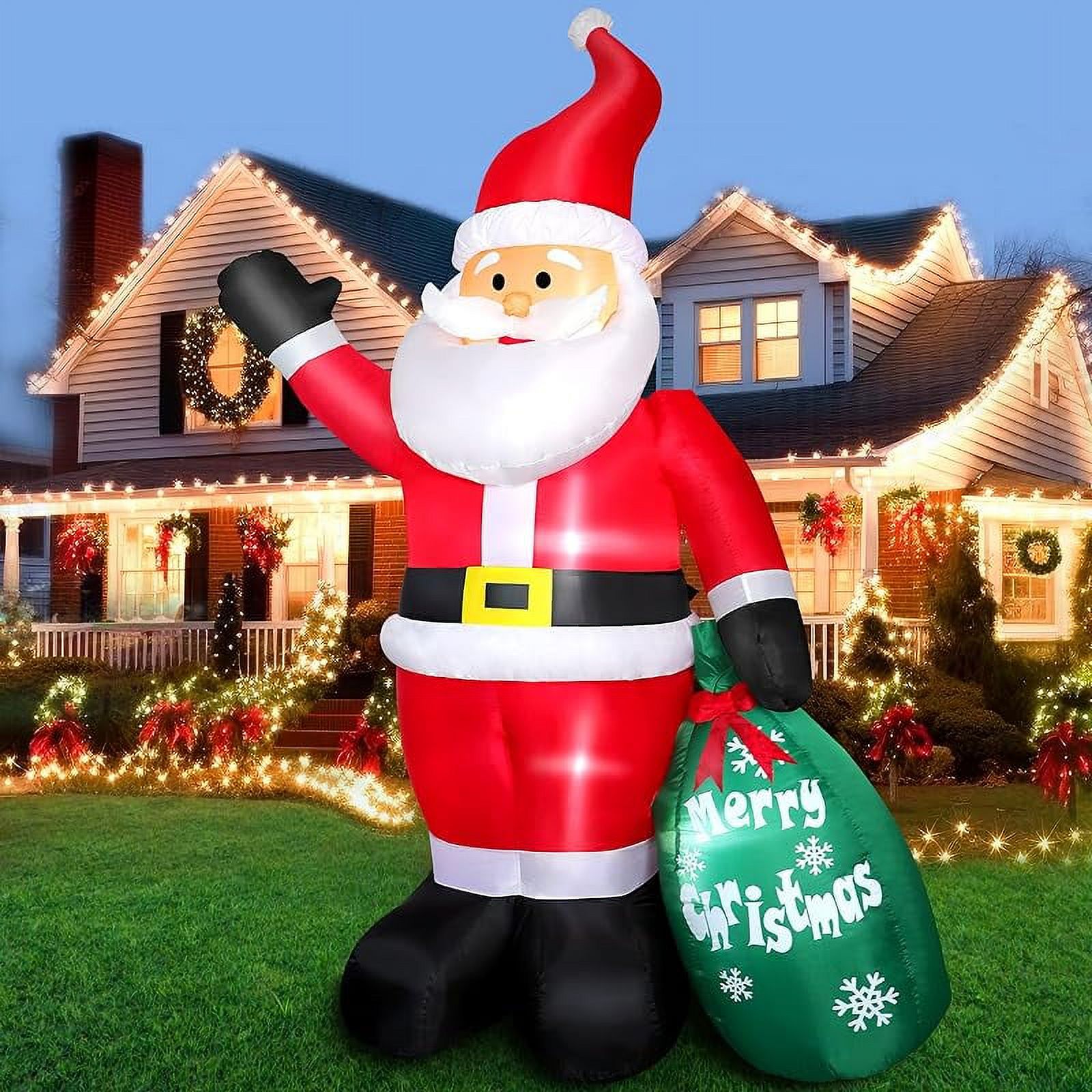 12 FT Christmas Inflatables Outdoor Decorations Santa Claus on Sleigh