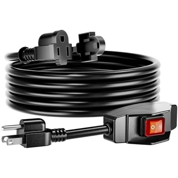 - 12 FT Extension Cord with Switch, 14/3 AWG Gauge 1875W/15A Grounded Outlets 3 Prong Plugs with Safety Cover, Heavy Duty Cable On/Off Waterproof Switch,ETL Listed$$Tools & Hardware Other
