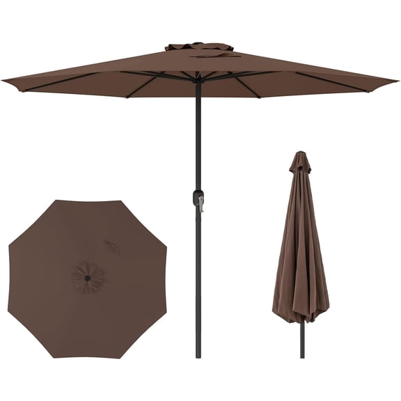 12 FT Patio Umbrella with Crank Handle, Outdoor Market Umbrella with 8 Sturdy Ribs, Vented Large Table Umbrella, Sun-Protective Canopy for Garden Backyard Deck Pool