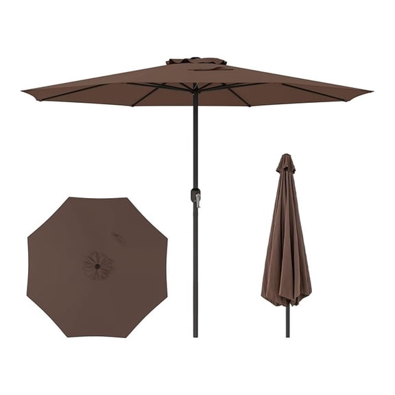 12 FT Patio Umbrella with Crank Handle, Outdoor Umbrella with 8 Sturdy Ribs, Vented Large Table Umbrella, Sun-Protective Canopy for Garden Backyard Deck Pool