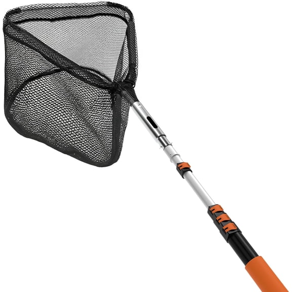 12 FT Pool Skimmer Net with Pole, Foldable & Larger Capacity Pool Net for Cleaning, Telescopic Pool Pole Heavy Duty with Fine Mesh Pool Leaf Net for Above Ground & In-ground Pools