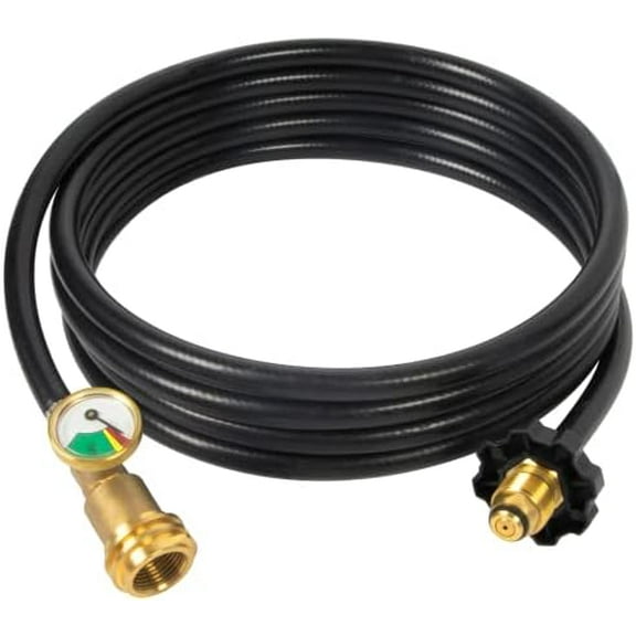 12 FT Propane Extension Hose with Gauge for 100lb Propane Tank, Also for RV, Gas Grill, Heater and Other Propane Appliances, QCC-1 to Standard P.O.L.$$Garden & Patio