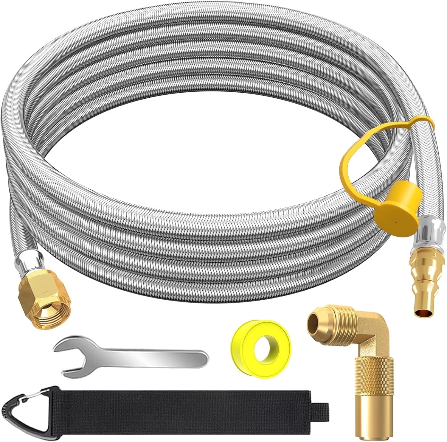 12 FT Propane Quick Connect Hose for RV to Gas Grill, RV 1/4" Quick Disconnect to Grill Propane Hose with Compatible Blackstone Propane Elbow Adapter, Fit for Blackstone 22 Inch Griddle & 17" Grill