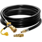 12 FT RV Propane Quick Connect Hose، RV Quick Connect Propane Hose، Quick Disconnect Propane Hose Extension - 1/4 بوصة صمام إغلاق الأمان & قابس التدفق الكامل للذكور لنظام الضغط المنخفض للغاز LP