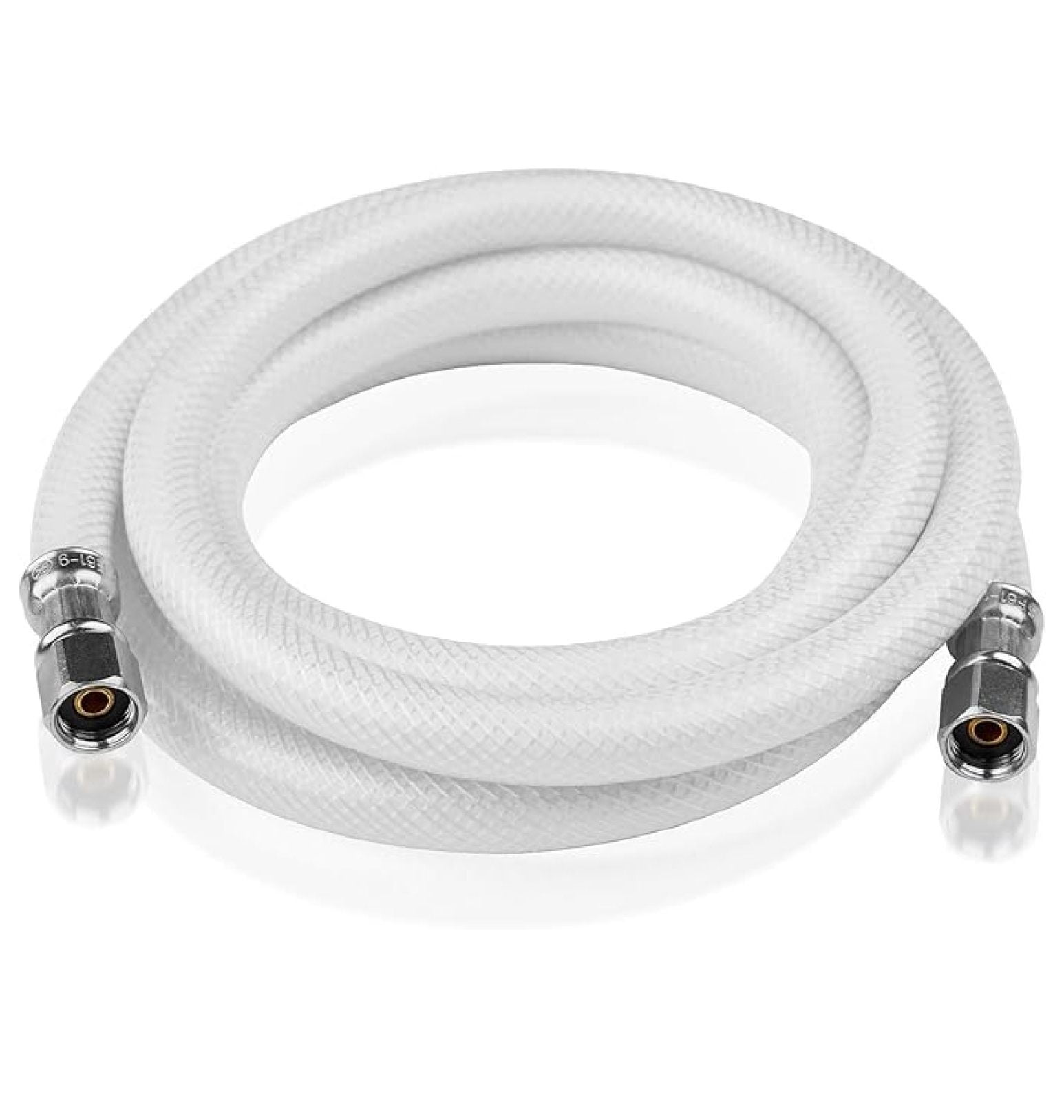 12 FT Refrigerator Water Line, Polyester-Reinforced PVC Braided Ice Maker Hose with 1/4" Comp X 1/4"Compression Fittings(2PCS,12 Foot)(HOSE064-2Pack)