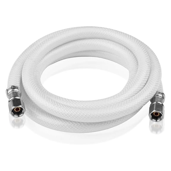 12 FT Refrigerator Water Line, Polyester-Reinforced PVC Braided Ice Maker Hose with 1/4" Comp X 1/4"Compression Fittings(2PCS,12 Foot)(HOSE064-2Pack)