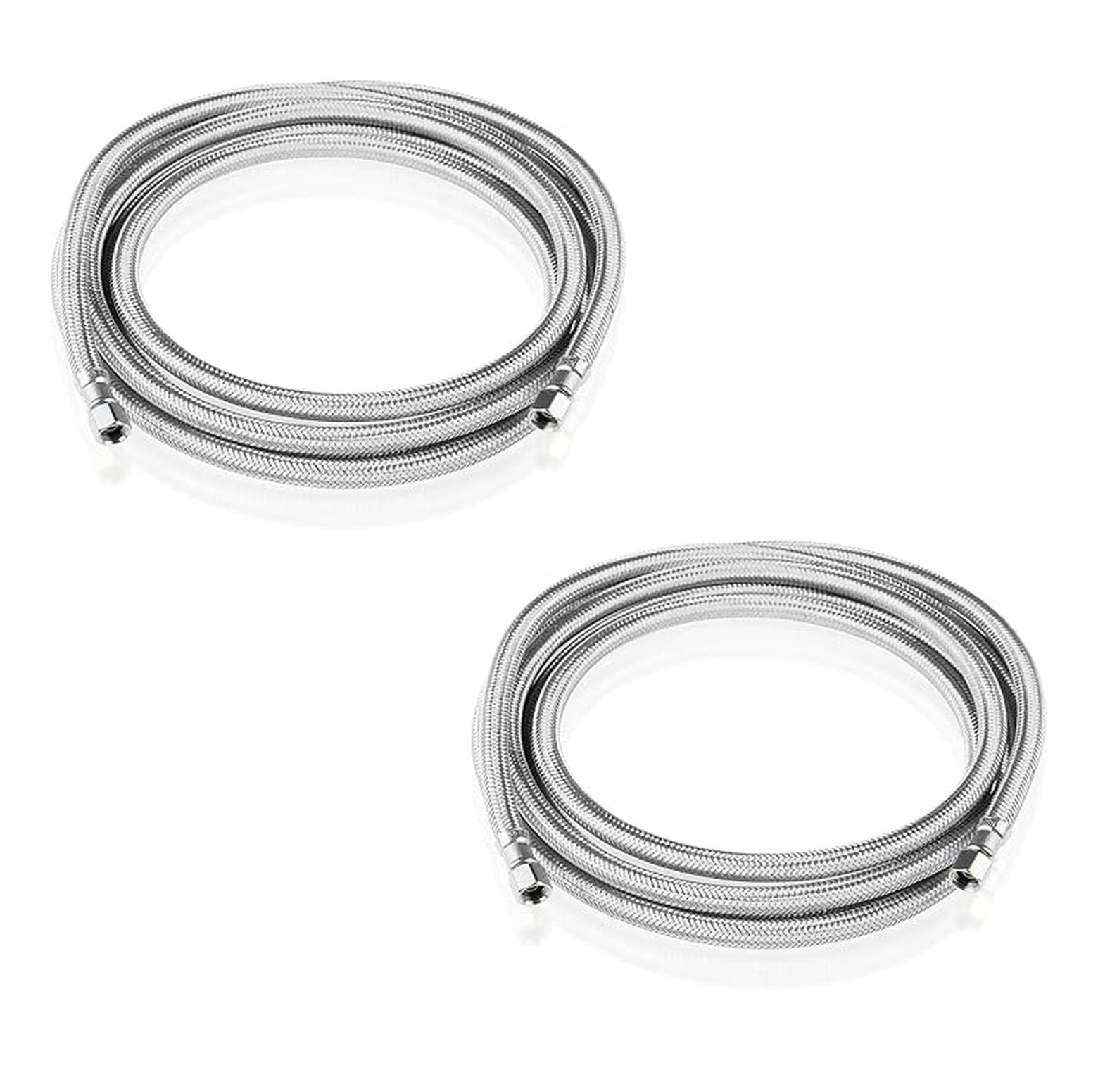 12 FT Refrigerator Water Line,Stainless Steel Braided Ice Maker Hose with 1/4" Comp X 1/4"Compression Fittings(2PCS,12 Foot)(HOSE058-2Pack)