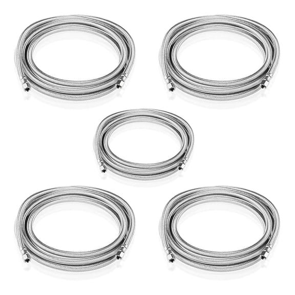 12 FT Refrigerator Water Line,Stainless Steel Braided Ice Maker Hose with 1/4" Comp X 1/4"Compression Fittings(5PCS,12 Foot)(HOSE058-5Pack)