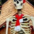 thumbnail image 1 of 12 FT Skeleton Christmas Outfit – Santa Hat & Scarf Set with Drawstring & Adhesive, Red Velvet Accessories for Outdoor 12 Foot Skeleton Christmas Decorations, 1 of 4
