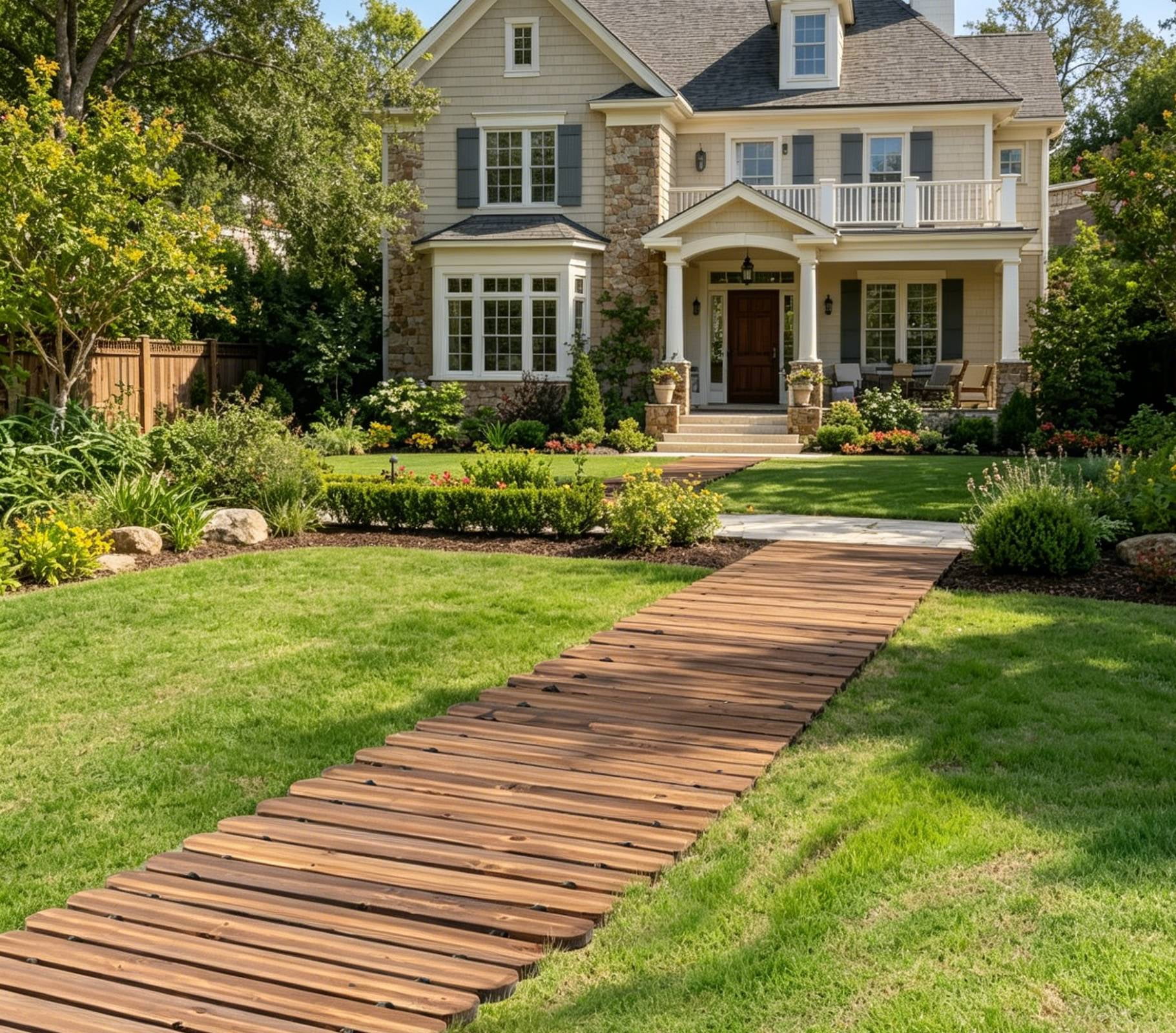 TTGIEET Roll Out Straight Wood Garden Pathway, 12 ft x 17 in - Walmart.com