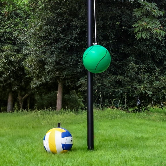 Kincubow 12 ft Tetherball Game Set with Adjustable Pole, 2 Rubber Tetherballs and 94 inch Rope, Heavy Duty Outdoor Lawn Game Set