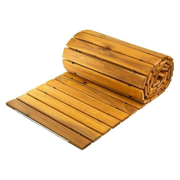 12 FT Wooden Garden Pathway - Outdoor Roll Out Walkway, Wood Patio Flooring, Decorative Boardwalk