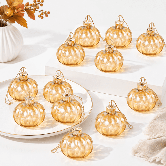 12 Fall Pumpkin Ornaments Glhanging For Tree Thanksgiving Ornament Set Xmas Home Decoration