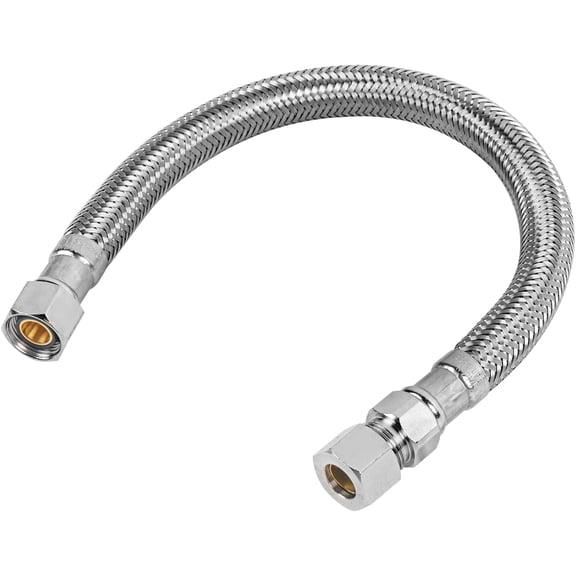 12" Faucet Supply Line Extension, 3/8" Male Comp x 3/8" Female Comp Stainless Steel Faucet Extension Hose Connector for Large Sink Longer Distance Extention, 1 Pack