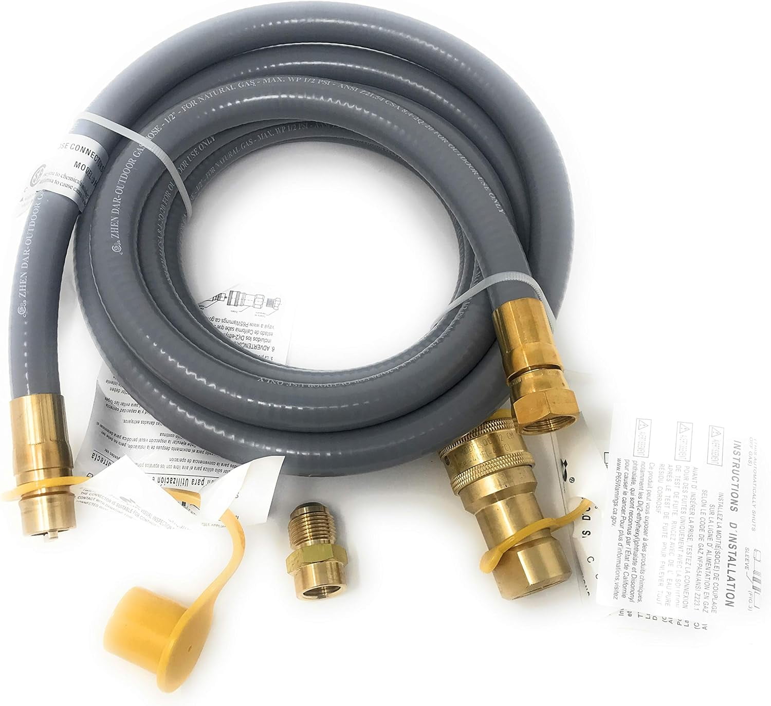 12 Feet 1/2" QDD+NG 144" Hose Natural Gas and Propane Conversion Kit 1/