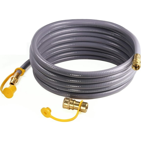 12 Feet 3/8" ID Natural Gas Hose, Low Pressure LPG Hose with Quick Connect, for Weber, Char-broil, Pizza Oven, Patio Heater and More, CSA Certified