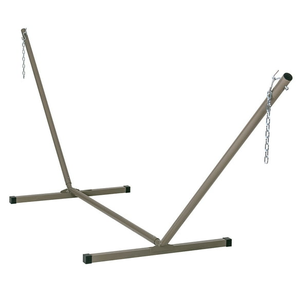 12 Feet Hammock Stand Heavy Duty Coated Steel Tube Frame with Hooks and Chains 300 lbs Capacity Tan