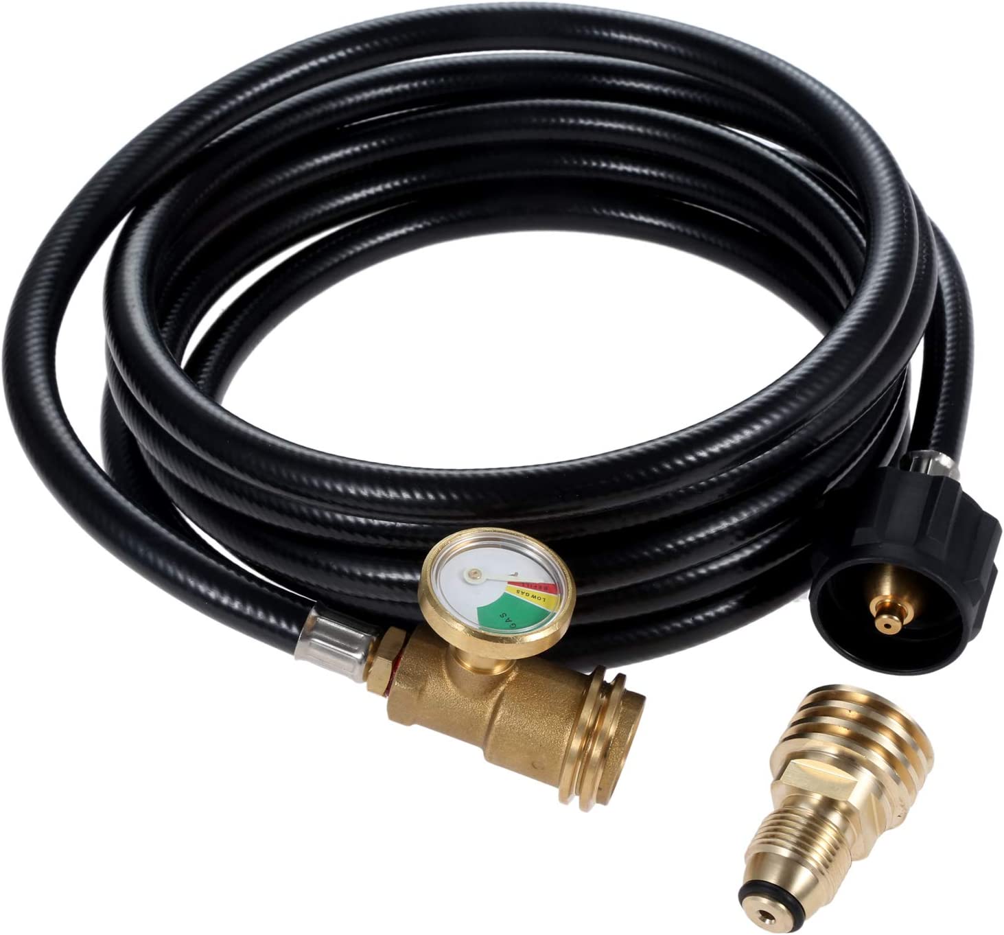 12 Feet Propane Tank Extension Hose with Gauge, Tank Adapter Converts