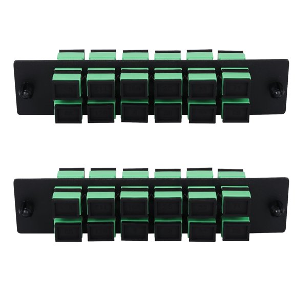 12 Fibers SC to SC APC Single Mode Fiber Patch Panel with 12 pcs SC/SC APC Singlemode Fiber Optic Coupler Adapters Connector,2pcs