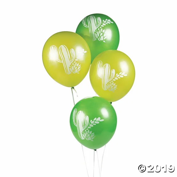 12 Fiesta Cinco De Mayo Party Decorations Cactus Latex Balloons