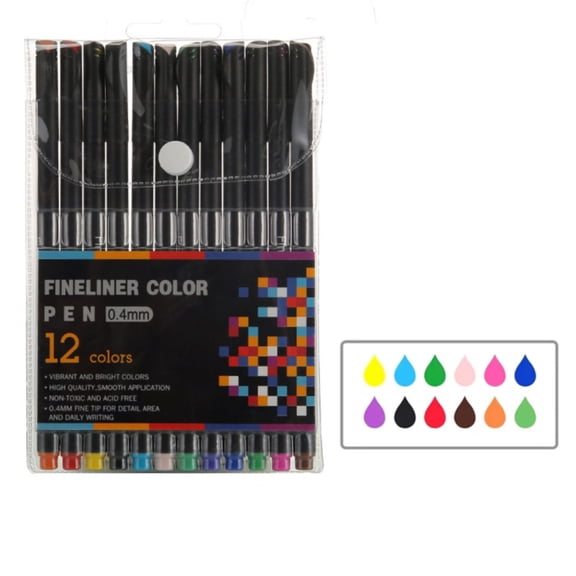 12 Fine Needle Tube Colored Liner Pens, Notebook Pen Drawing Line Drawing Pen Ink Pen Watercolor Marker Superfine Marker Color Pen Set