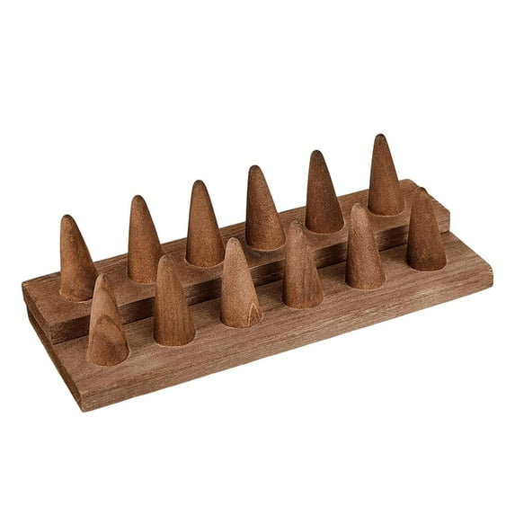 12 Fingers Wood Ring Display Stand 2 Tier Jewelry Organizer for Counter Shops and Dressing Tables