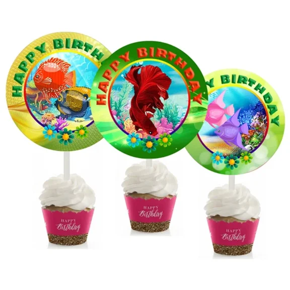 12 Fish Cupcake Toppers For Birthday Party #2