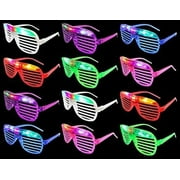 12 Flashing LED Multi Color Slotted Shutter Light Up Glasses Show Party Favor