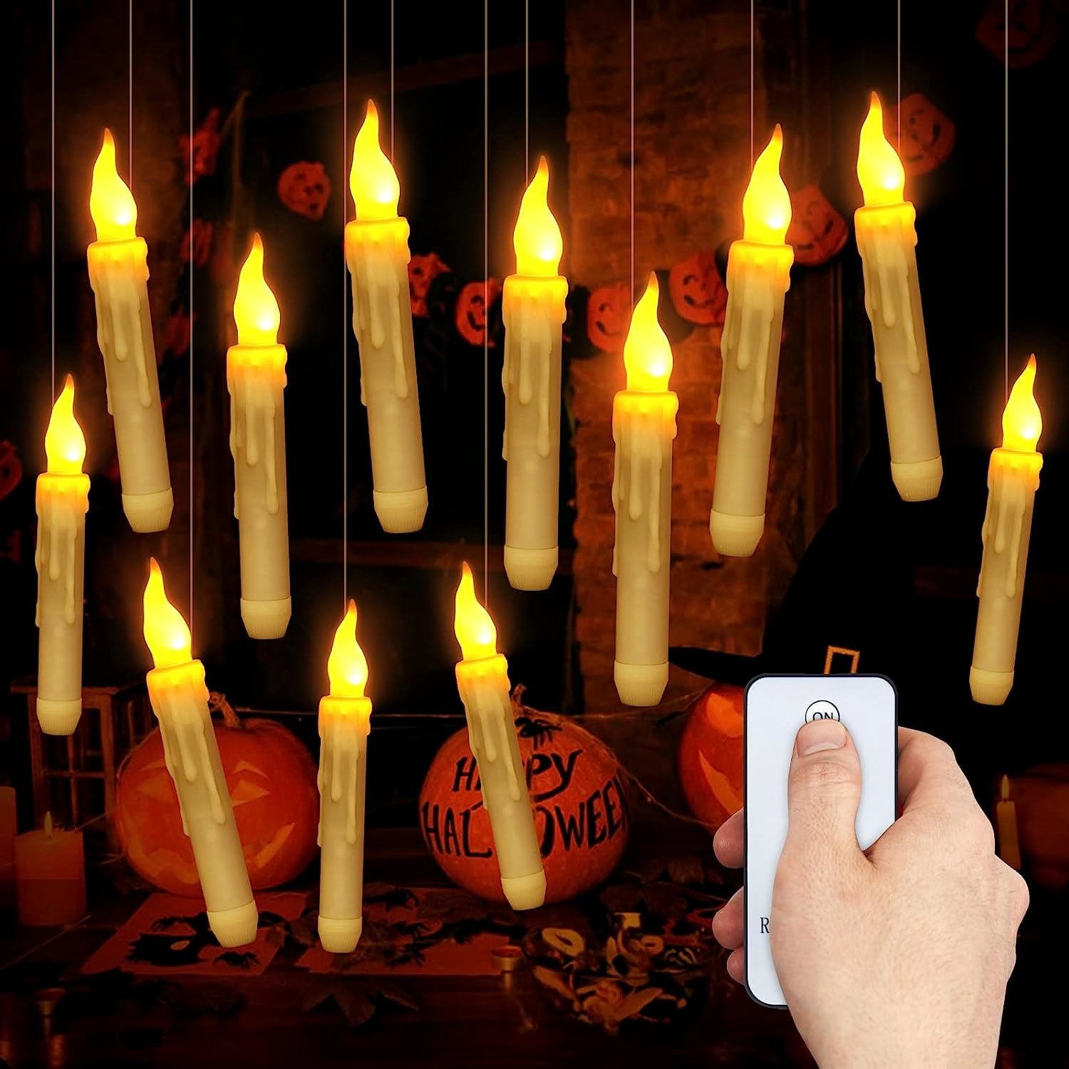 12 Floating LED Candles with Remote Control, Halloween Decorations