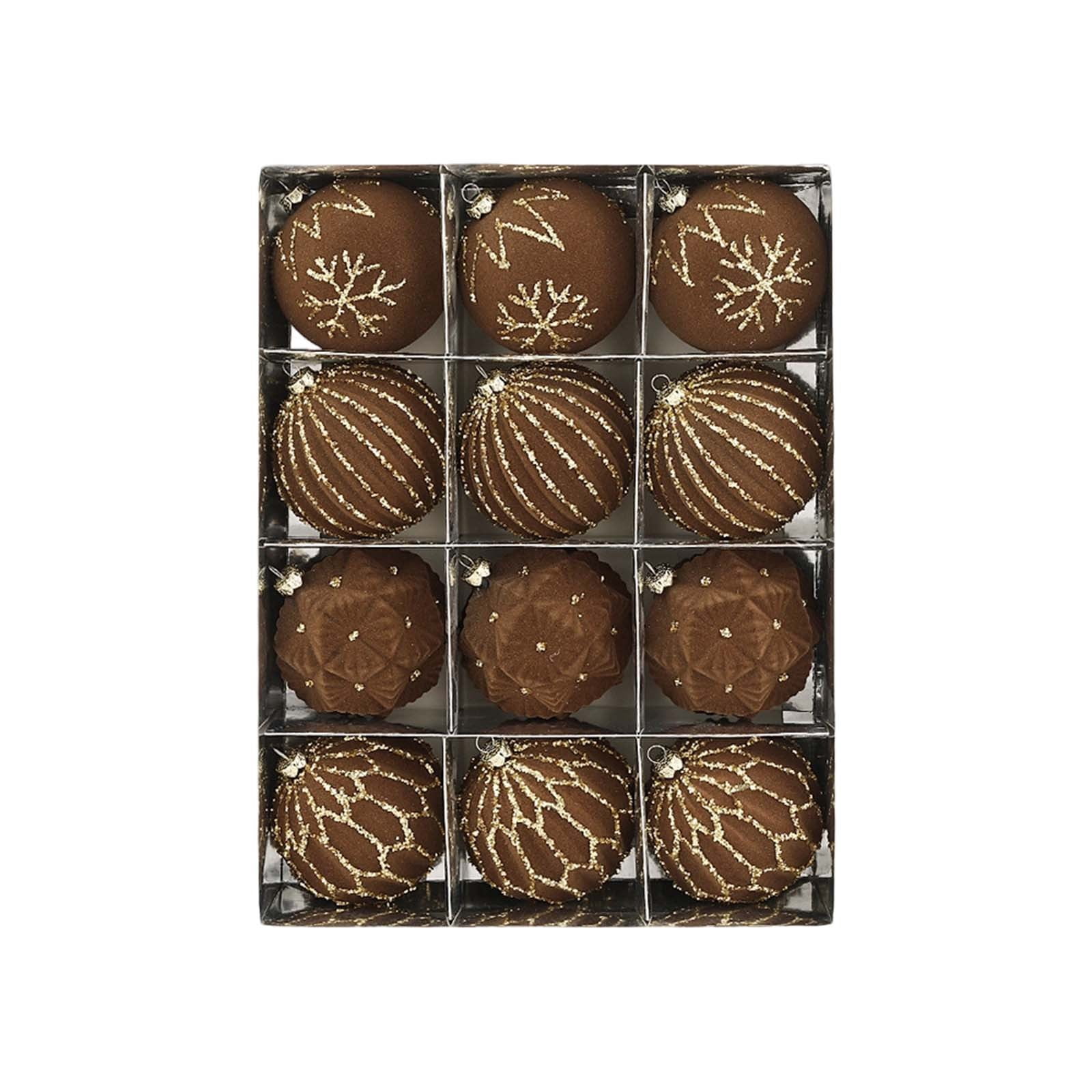 12 Flocked Shatterproof 3.15 Inch Festive Snowflake Design With Golden ...
