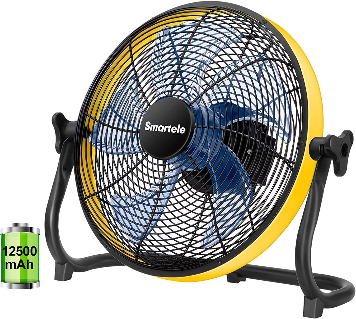 12 Floor Fan,12500mAh Battery Operated Fan,Up to 30 Hours Travel Fan,Portable Fan Rechargeable for Outdoor Camping Golf Car Travel Hurricane Garage Industrial Indoor