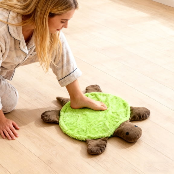12'' Floor Turtle Mop – Cute Double-Sided Turtle-Shaped Floor Cleaning Pad, Hands-Free Mop for Dust and Hair, Washable Reusable Foot Cleaner for Home and Office Floors