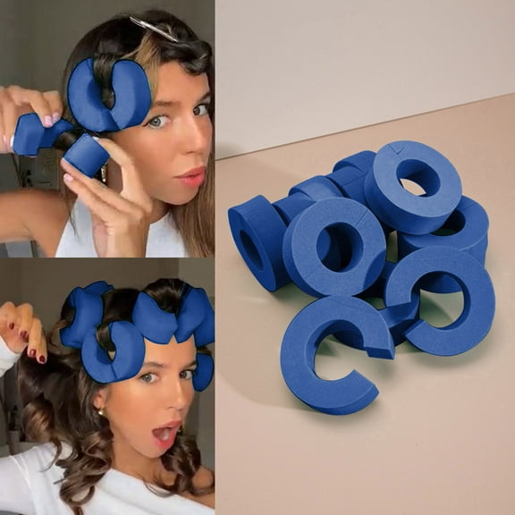 12 Foam Hair Roller Set Heatless Self Fastening Soft Curlers For Overnight Styling 12PCS