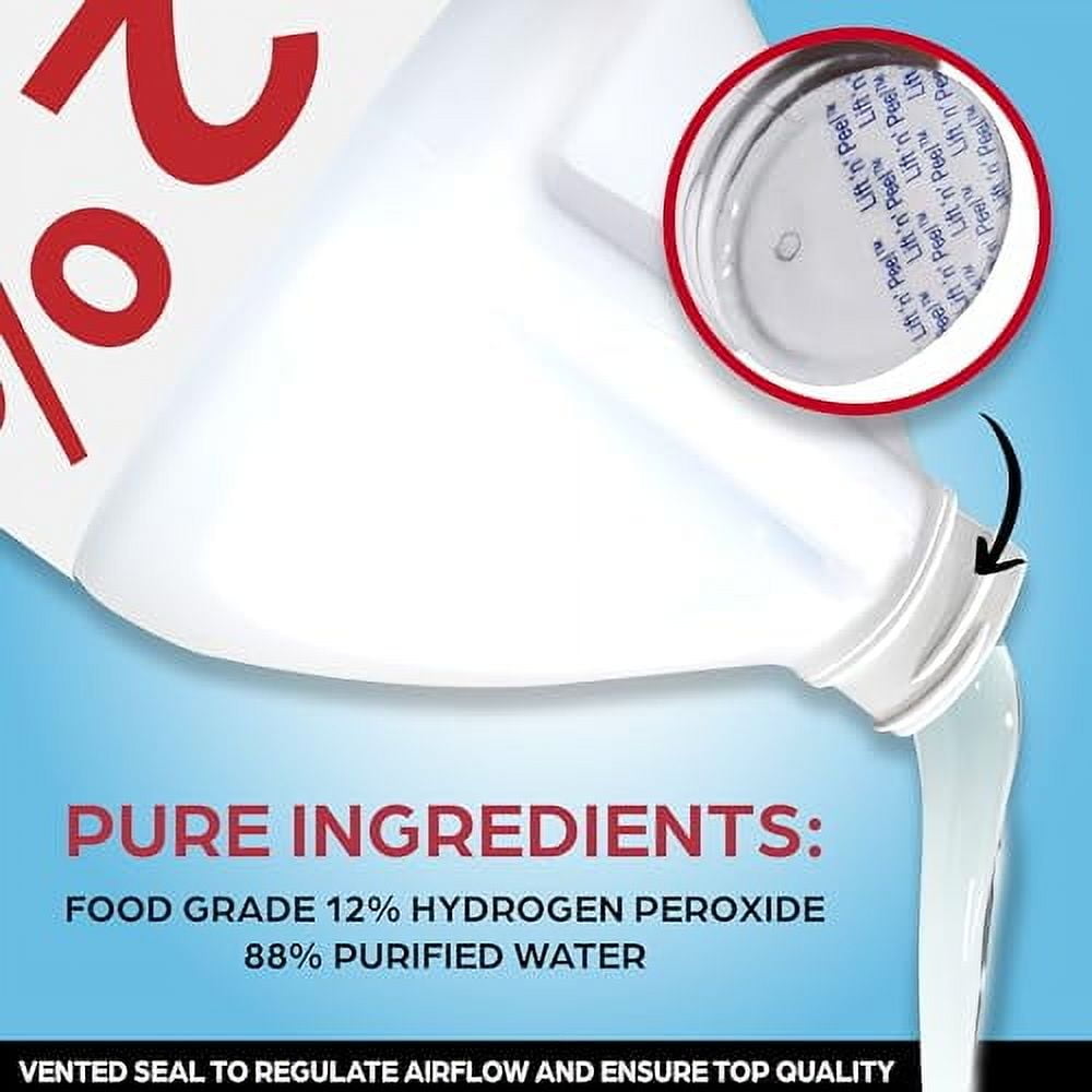 12% Food Grade Hydrogen Peroxide, 4X Stronger, Dilute and Use for Personal Care, Home, Kitchen, Bath, Carpet, Water Cleaner, Plant Treatment, 1 Gallon (2)