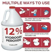 12% Food Grade Hydrogen Peroxide, 4X Stronger, Dilute and Use for Personal Care, Home, Kitchen, Bath, Carpet, Water Cleaner, Plant Treatment, 1 Gallon (2)