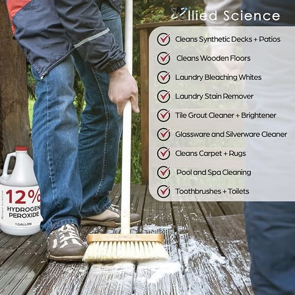 12% Food Grade Hydrogen Peroxide, 4X Stronger, Dilute and Use for Personal Care, Home, Kitchen, Bath, Carpet, Water Cleaner, Plant Treatment, 1 Gallon (4)