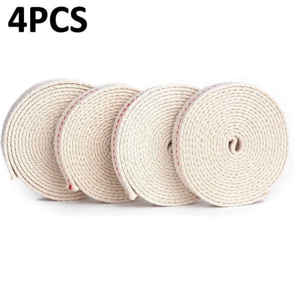 12 Foot/4 Rolls Oil Lamp Wick, 3/4 Inch Oil Lantern Wick, Flat Cotton Wick, Oil Lamp Wicks Burner with Stitch,3 Feet per Rol