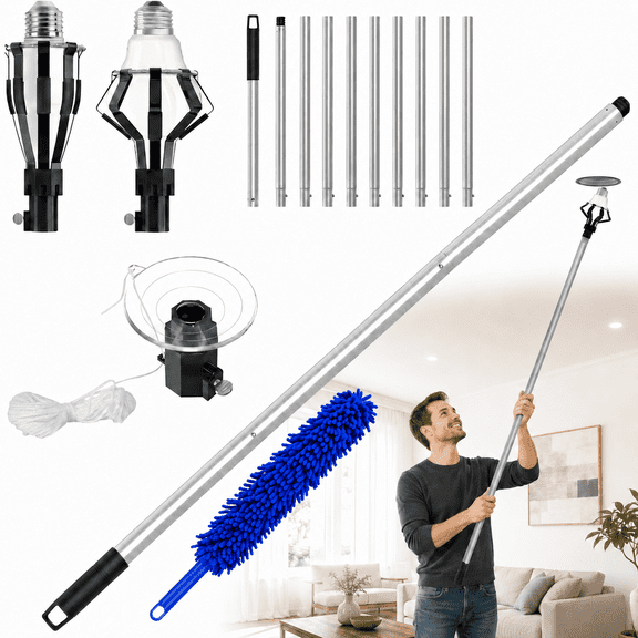 12 Foot Light Bulb Pole Changer for High Ceilings, Recessed Light Bulb Removal Tool with Suction Cup
