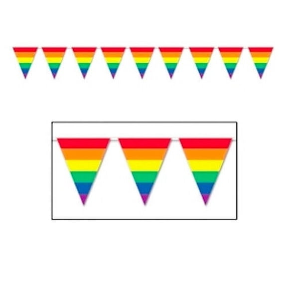 12' Foot Rainbow Gay Pride Flag (Triangle Stripe) Party Banner - Gay and Lesbian