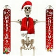 thumbnail image 1 of 12 Foot Skeleton Christmas Outfits Set with Santa Hat, Scarf, and Flag, Festive Decor for Large Skeleton Displays, Holiday Yard Decoration, Windproof Accessories for 12FT Skeletons, 3-Piece Kit, 1 of 9