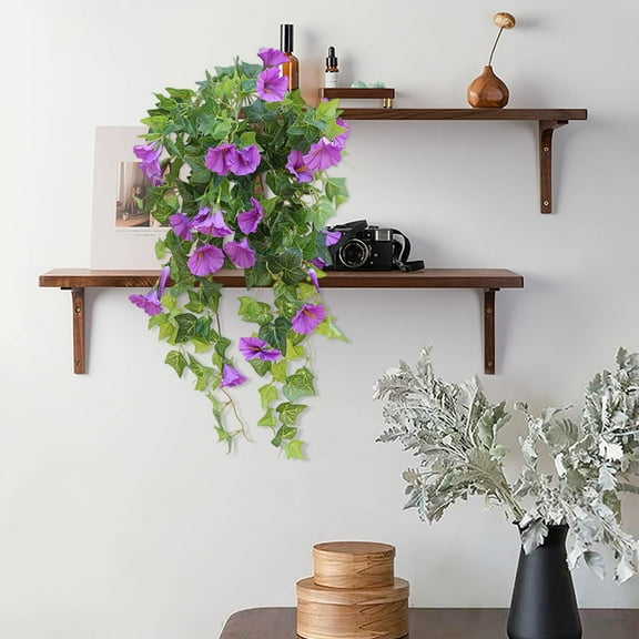 12 Fork Artificial Petunia Hanging Flowers - Realistic Silk Floral Decor for Wall, Home, Wedding, Outdoor Courtyard - Durable Easy Maintenance Fake Plants for Indoor & Garden Decorations